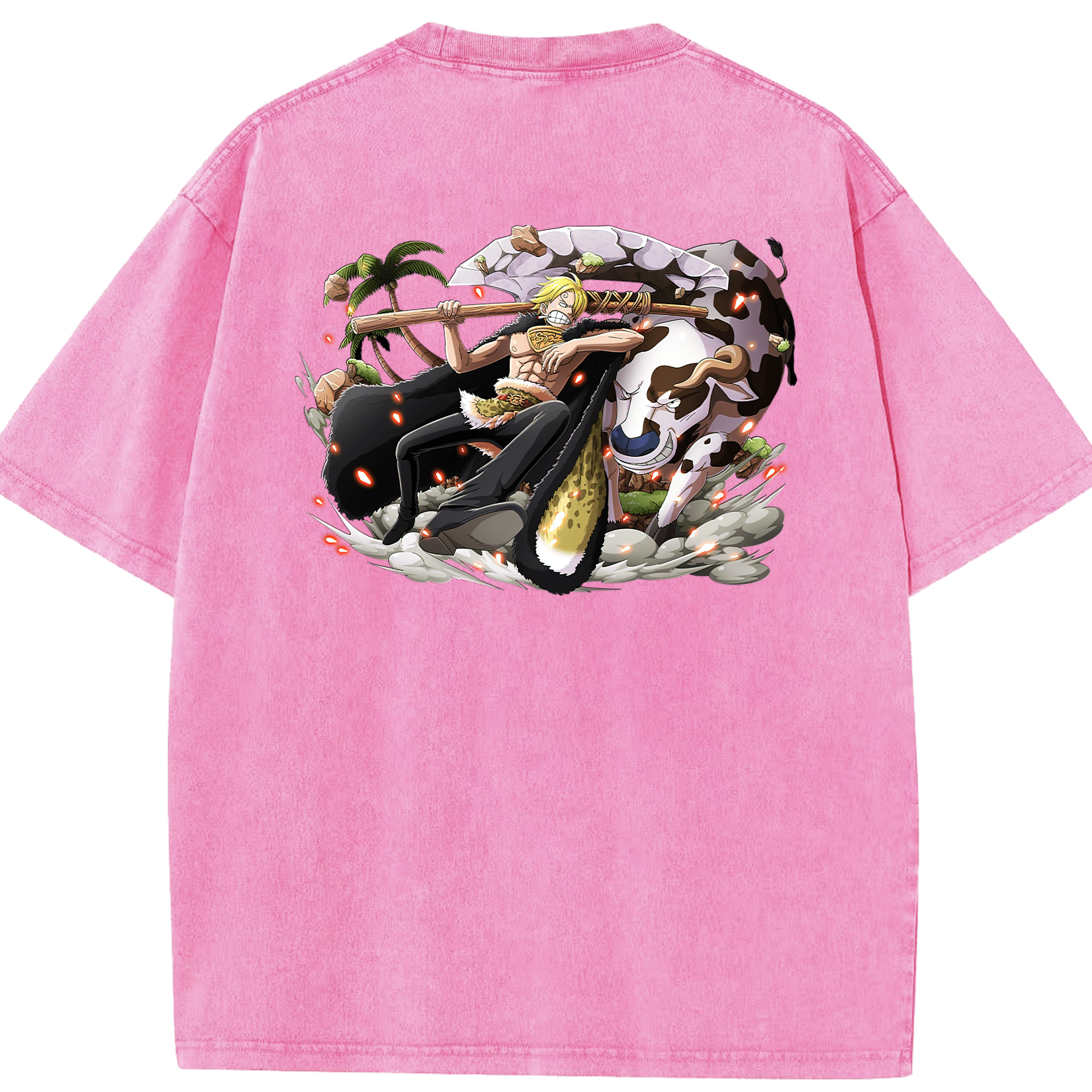ワンピース サンジ ONE PIECE Sanji 綿100% ヴィンテージ風 半袖Tシャツ（背面プリント）